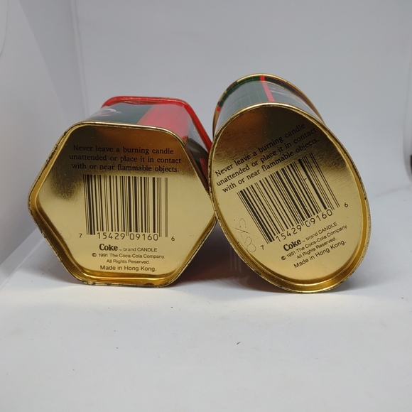 Lot Set of 2 vintage Coca-Cola Candles in Collector Metal Tins 1986 & 1991 - Picture 7 of 8